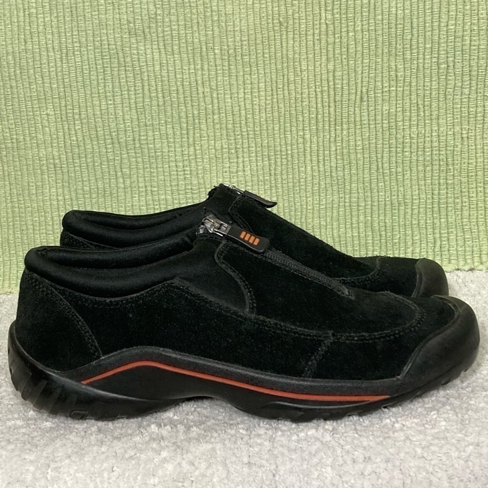 Lands' End Women's Black Suede All Weather Zip up Slip On Loafer Shoes Size 7.5B